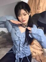 Cinched Waist Spring Blouse for Women - Image 8