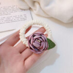 Rose Camellia Floral Scrunchie Hair Tie Elastic Hair Band - Image 11