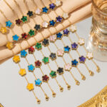 Cross-border titanium steel lucky clover five-leaf clover five-flower five-leaf bracelet light luxury high-end female hot-selling stainless steel hand jewelry