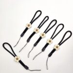 Cartoon lanyard for Pink Text Black Cat Cartoon Phone Charm - Image 2