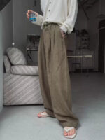 Linen Blend Relaxed Straight-Leg Trousers for Men - Image 3