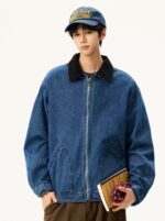 Retro Washed Blue Clean-Fit Denim Jacket for Men - Image 2