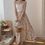 Floral Cotton-Silk Loose Skirt - Image 7