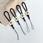 Cartoon lanyard for Pink Text Black Cat Cartoon Phone Charm - Image 3