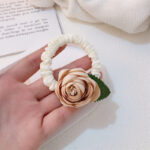 Rose Camellia Floral Scrunchie Hair Tie Elastic Hair Band - Image 6