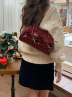 Cherry Gloss Bow Pocket Handbag - Image 3