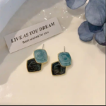 Asymmetric blue advanced exaggerated unique design earrings for women - Image 7