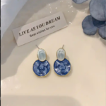 Asymmetric blue advanced exaggerated unique design earrings for women - Image 11
