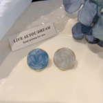 Asymmetric blue advanced exaggerated unique design earrings for women - Image 12