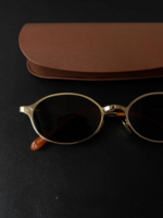 Tea Brown Lens Gold Rim Face-Flattering Sunglasses for Women - Image 5