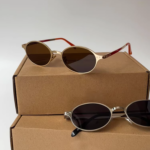 Tea Brown Lens Gold Rim Face-Flattering Sunglasses for Women