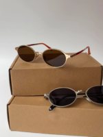 Tea Brown Lens Gold Rim Face-Flattering Sunglasses for Women