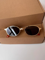 Tea Brown Lens Gold Rim Face-Flattering Sunglasses for Women - Image 6