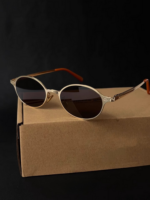 Tea Brown Lens Gold Rim Face-Flattering Sunglasses for Women - Image 9