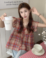 French Single-Breasted Long Sleeve Top - Image 8