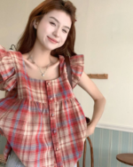 French Single-Breasted Long Sleeve Top - Image 4