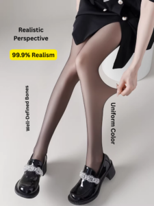 Black Fleece-Lined Sheer Leggings for Women - Image 3