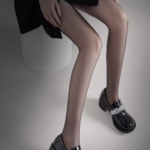 Black Fleece-Lined Sheer Leggings for Women