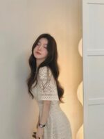 Summer retro square collar high-end French high-waisted  lace maxi dress - Image 4