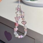 Sakura Metal Heart Phone Case Universal CCD Camera Strap Short Cord Chain Pendant Gentle