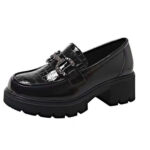 Leather Platform Loafers - Classic Mirror-Finish Chunky Shoes - Image 8