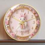Cute Rococo Bunny Silent Wall Clock - Image 5