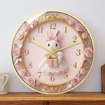 Cute Rococo Bunny Silent Wall Clock - Image 3