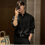 Black Draped Long Sleeve Shirt - Image 2