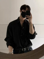 Black Draped Long Sleeve Shirt - Image 4