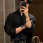 Black Draped Long Sleeve Shirt