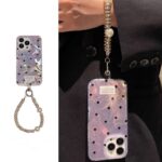 Korean Style INS Style Taro Purple Ripple Texture with Black Polka Dots iPhone Case