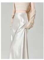High Waist Acetate Satin A-Line Fishtail Midi Skirt - Image 2