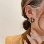 Textured Retro Stud Earrings – Elegant Metal Earrings - Image 10