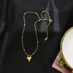 Beaded Snake Chain Heart Pendant Necklace for Women - Image 11
